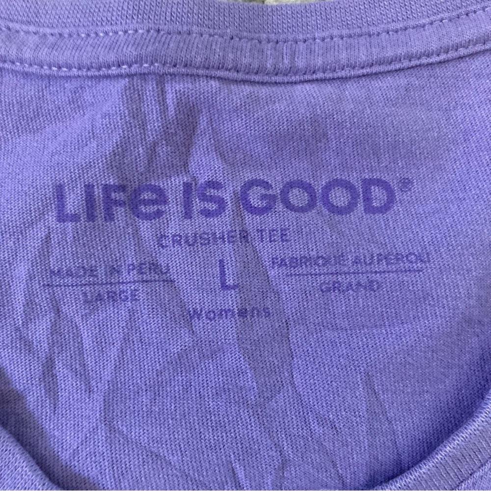 Life Is Good Women's Lavender V-Neck Tee size L 100%cotton - Picture 2 of 8